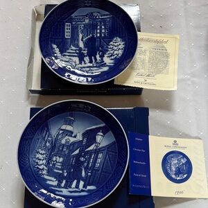Royal Copenhagen Blue and White Winter Village Collector Plates